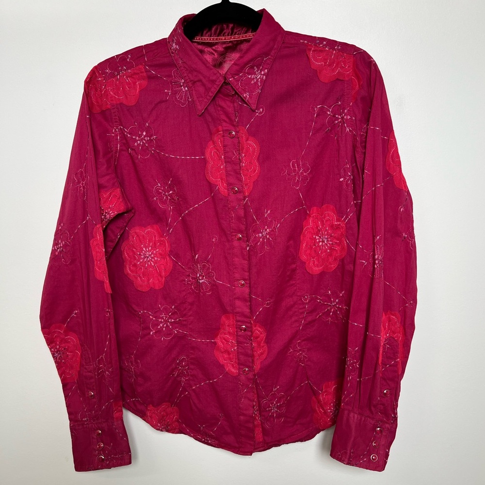 Twenty X Women's Pink Floral Pearl Snap size M